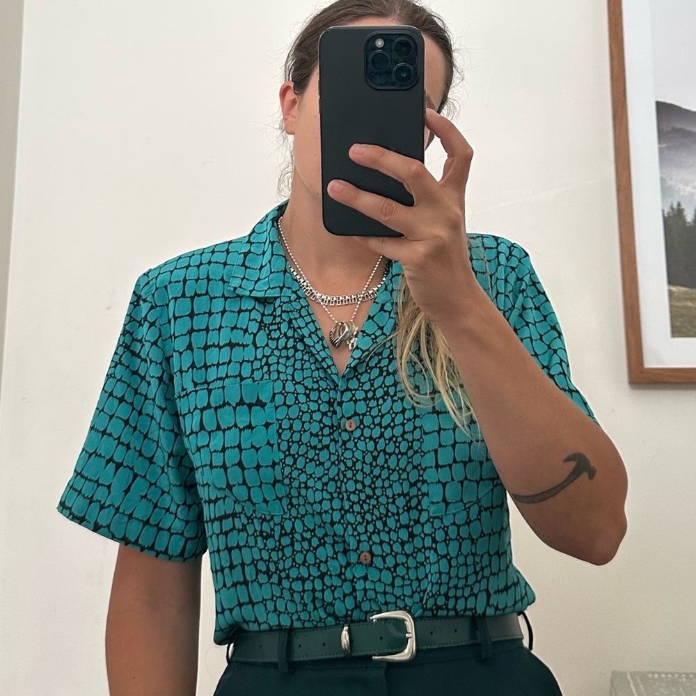 Maurzia Teal Patterned Shirt